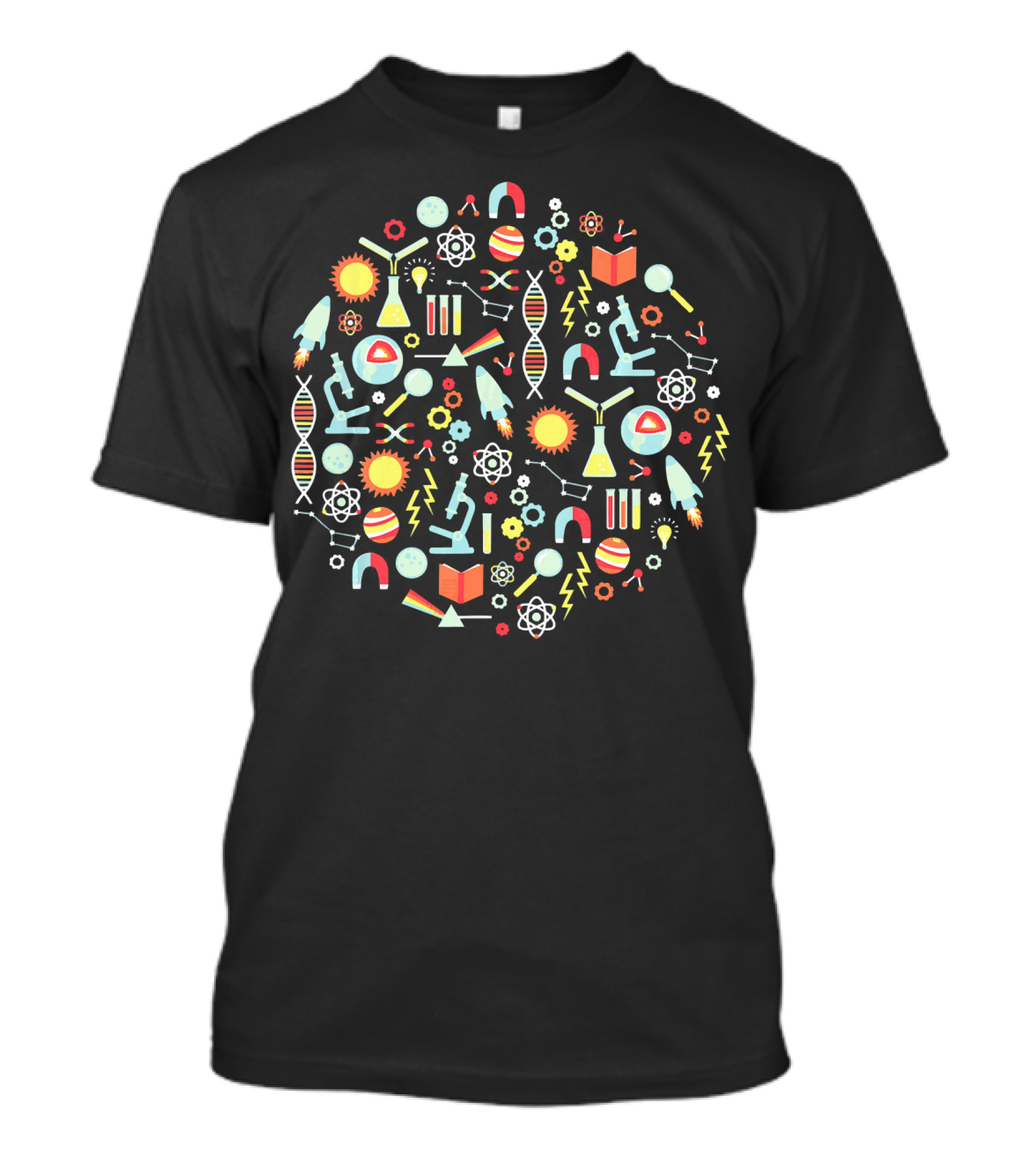 Science Teacher Microscopes DNA Atoms Rockets Chemistry Physics Books T-Shirt