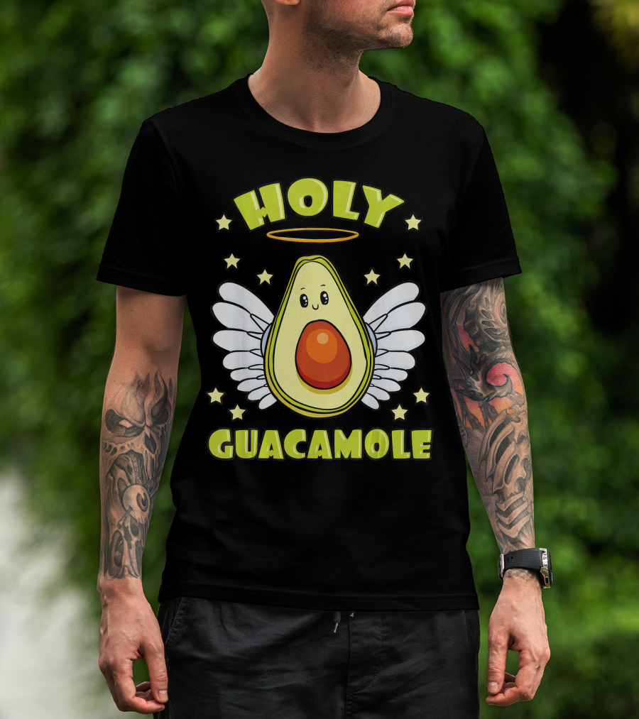 Holy Guacamole Avocado Angel With Halo And Wings T-Shirt