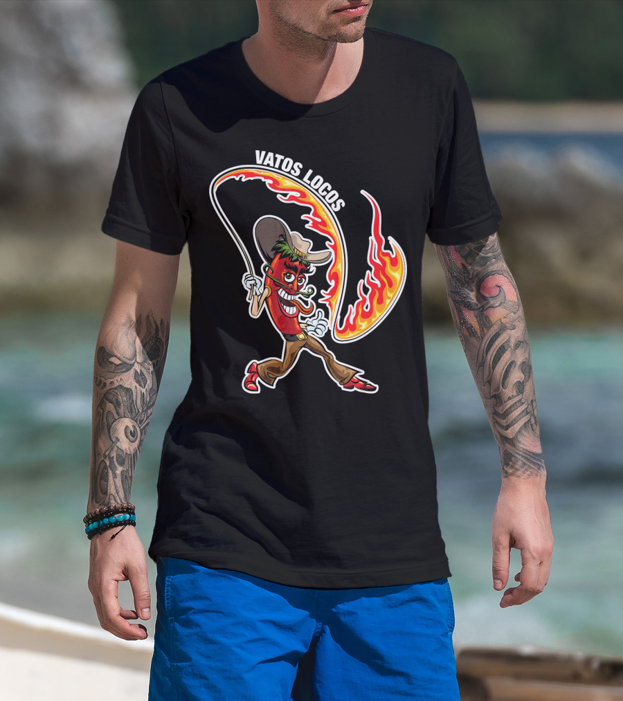 Vatos Locos Spicy Fire Rope Mexico Chili Pepper Cowboy T-Shirt