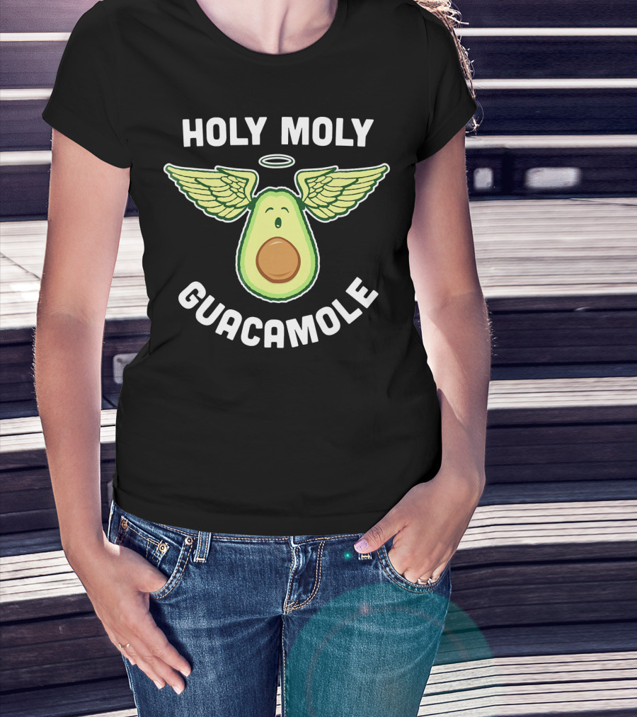 Holy Moly Guacamole Funny Vegan Avocado T-Shirt