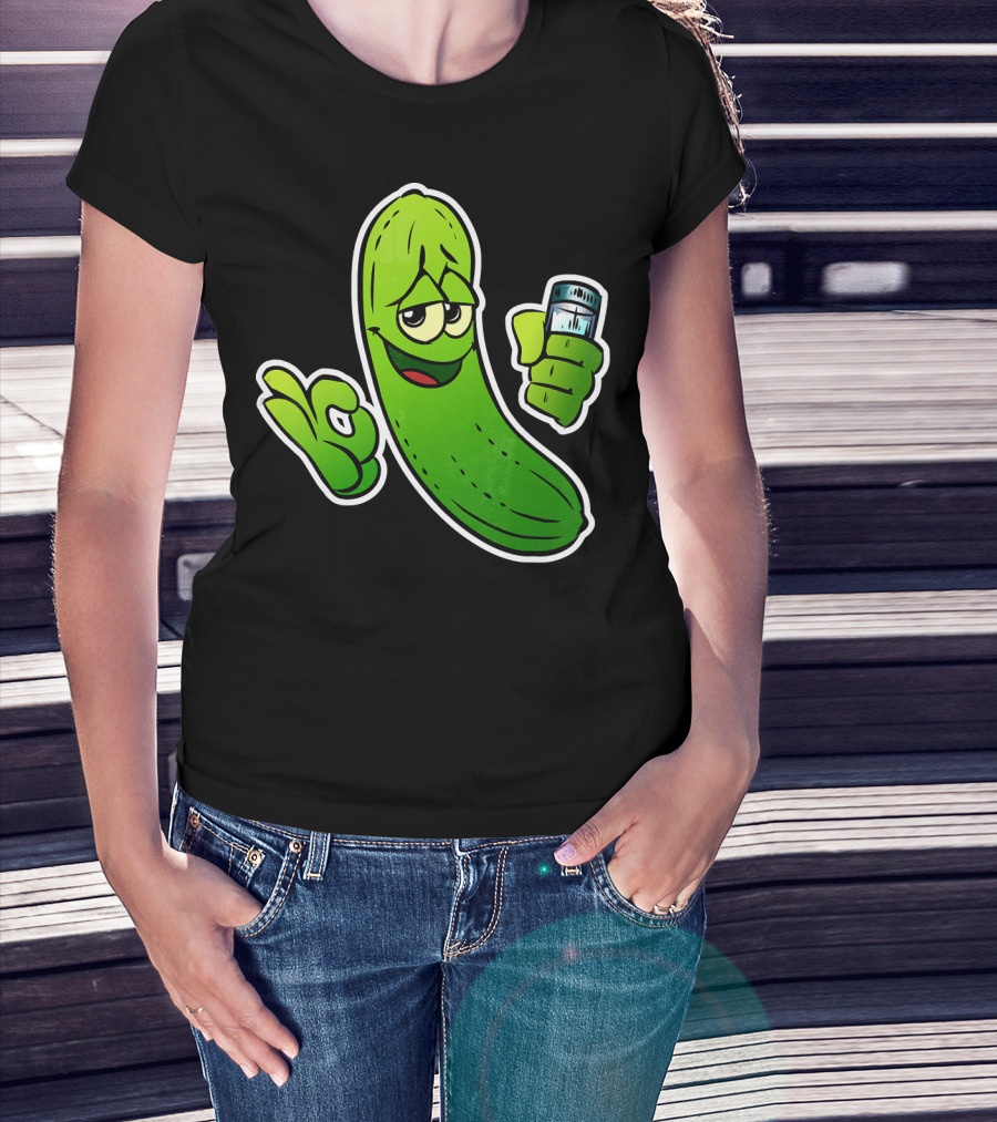 Funny Cool Pickle With Salt Shaker Spicy Vegetables Cucu T-Shirt