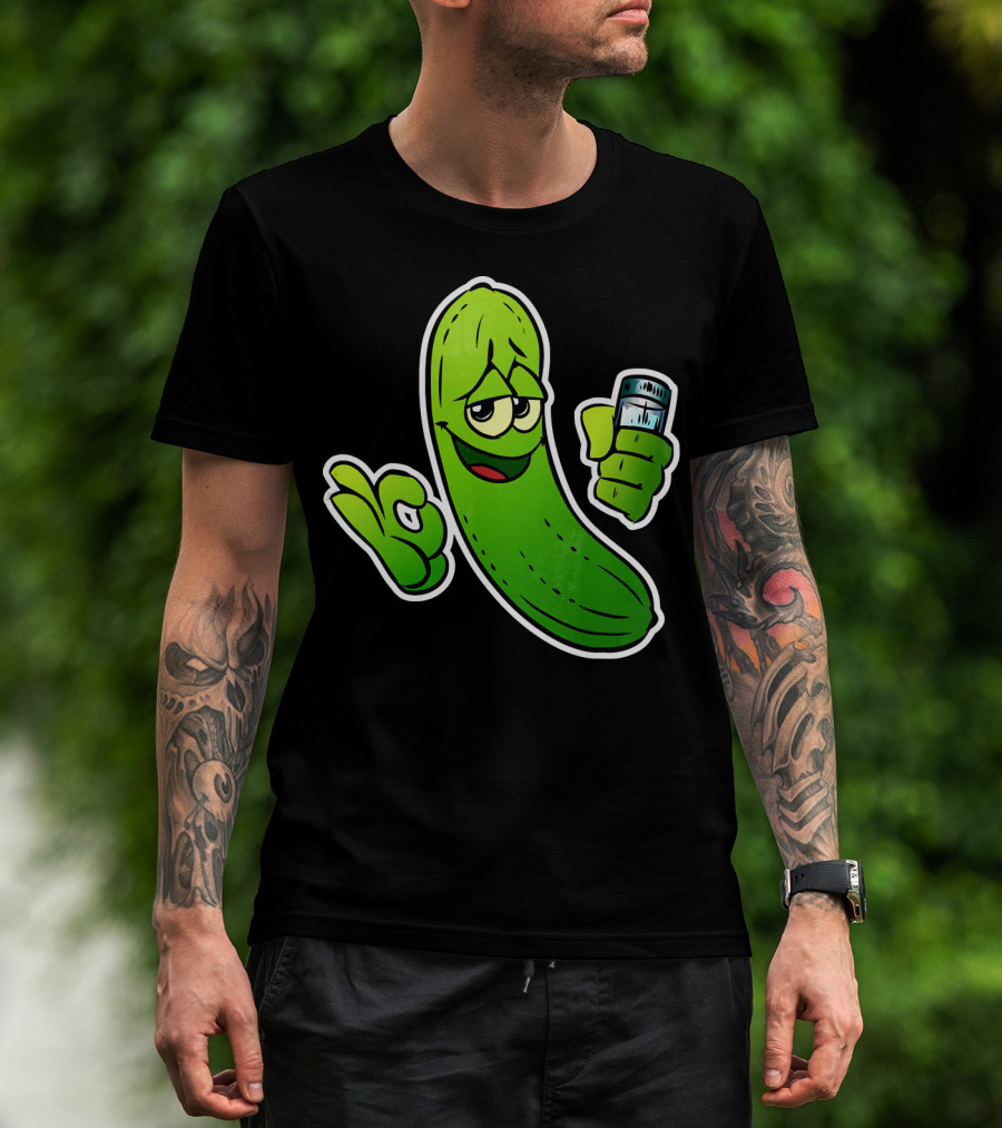 Funny Cool Pickle With Salt Shaker Spicy Vegetables Cucu T-Shirt