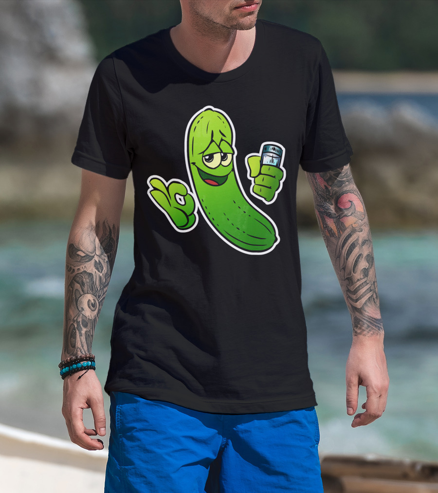 Funny Cool Pickle With Salt Shaker Spicy Vegetables Cucu T-Shirt