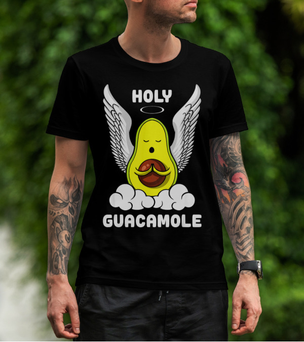 Holy Guacamole Avocado Angel With Wings Vegan Funny T-Shirt