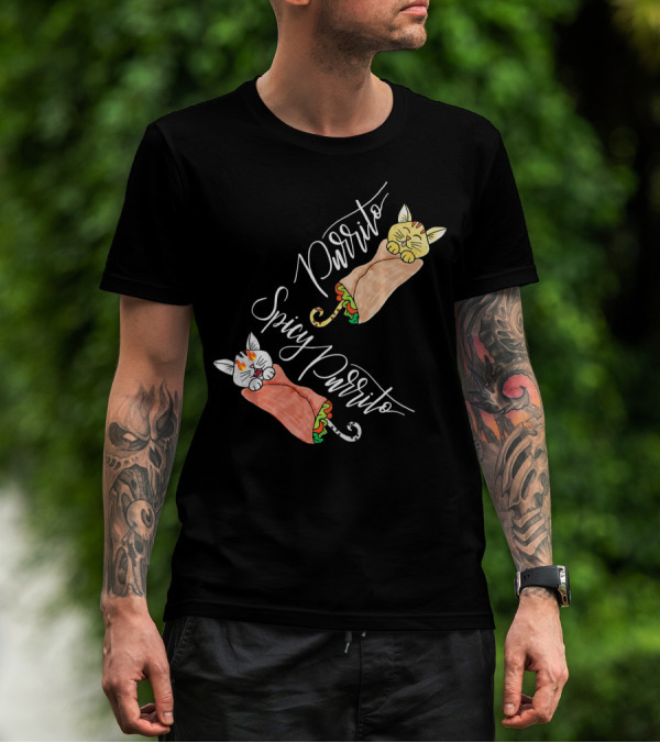 Purrito Spicy Purrito Funny Kitty Cat Burrito T-Shirt