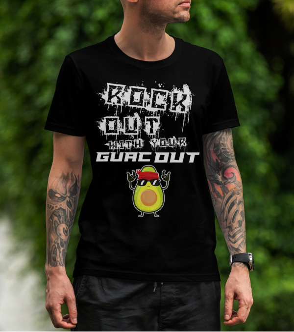 Rock Out With Your Guac Out Avocado Bandana Sunglasses T-Shirt