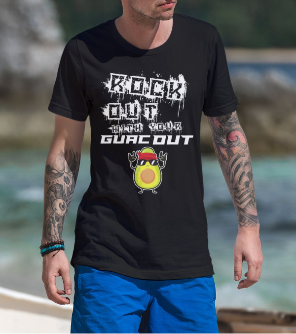 Rock Out With Your Guac Out Avocado Bandana Sunglasses T-Shirt
