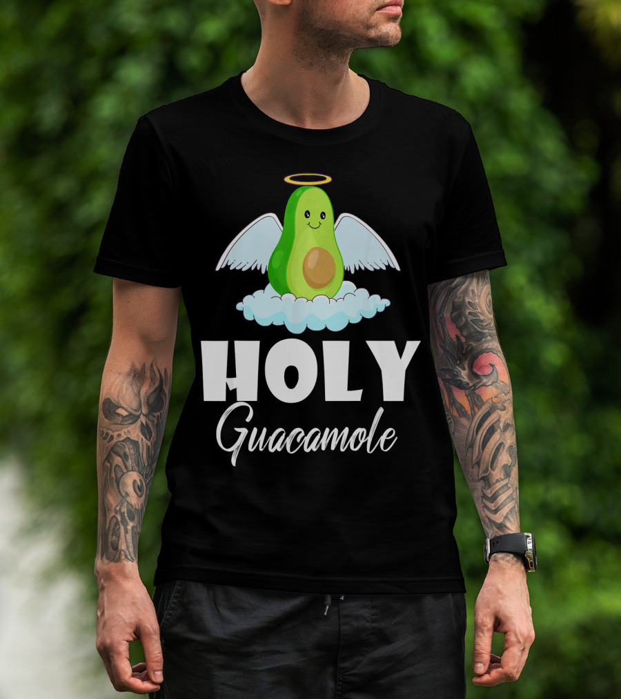 Holy Guacamole Avocado With Angel Wings And Halo T-Shirt