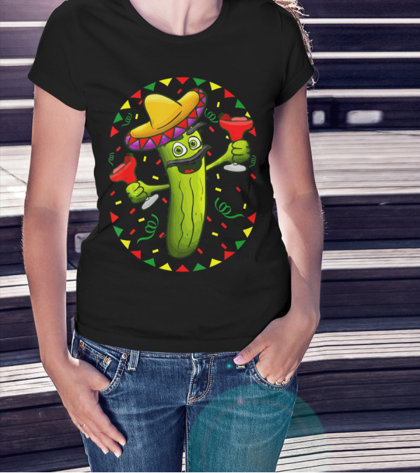 Sombrero Pickle Margarita Cinco De Mayo Fiesta T-Shirt