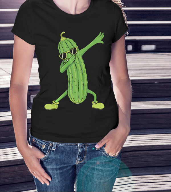 Dabbing Pickle Dancing Cucumber Lover Sunglasses Fun Pose T-Shirt
