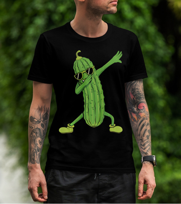 Dabbing Pickle Dancing Cucumber Lover Sunglasses Fun Pose T-Shirt