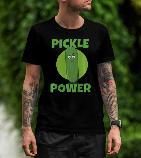 Pickle Power I Love Pickles Smiling Cartoon Pickle Character T-Shirt