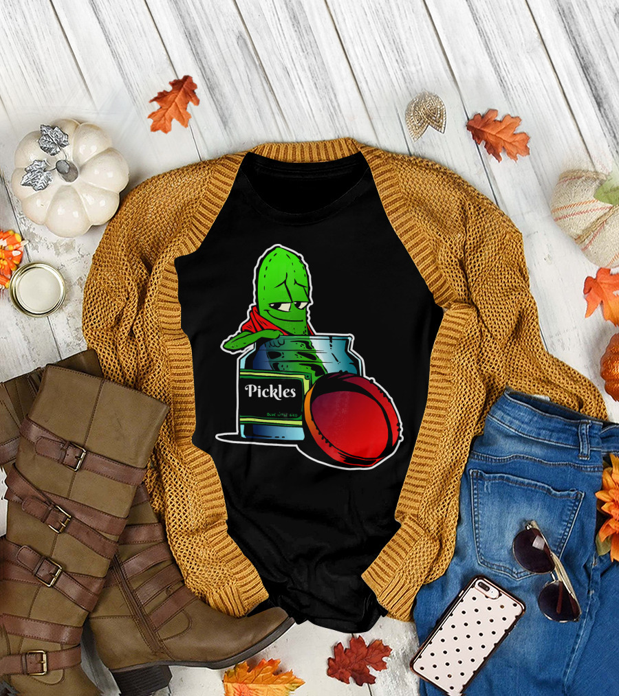 Pickles in Jar Funny Pickle Lover with Blue Lid and Red Sauce T-Shirt