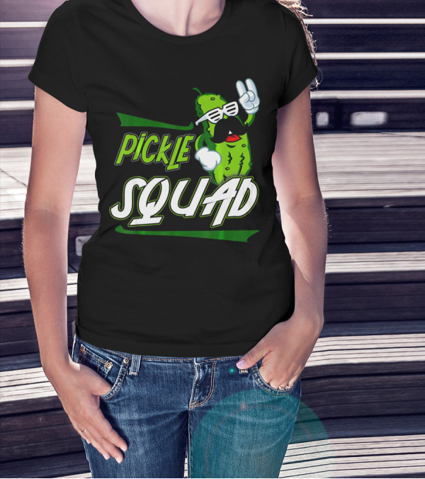 Pickle Squad Great Pickles Lover Retro Cool Mustache Rocker T-Shirt