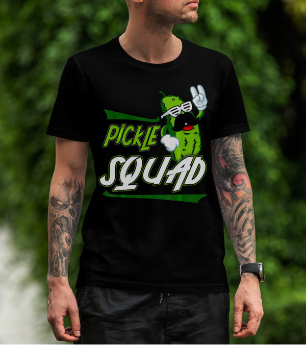 Pickle Squad Great Pickles Lover Retro Cool Mustache Rocker T-Shirt