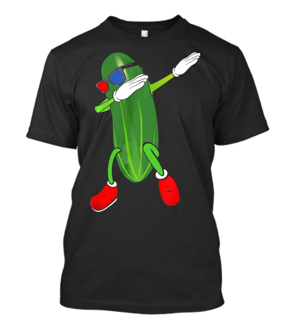 Dancing Cucumber Pickle Lover Dabbing With Sunglasses And Red Shoes T-Shirt