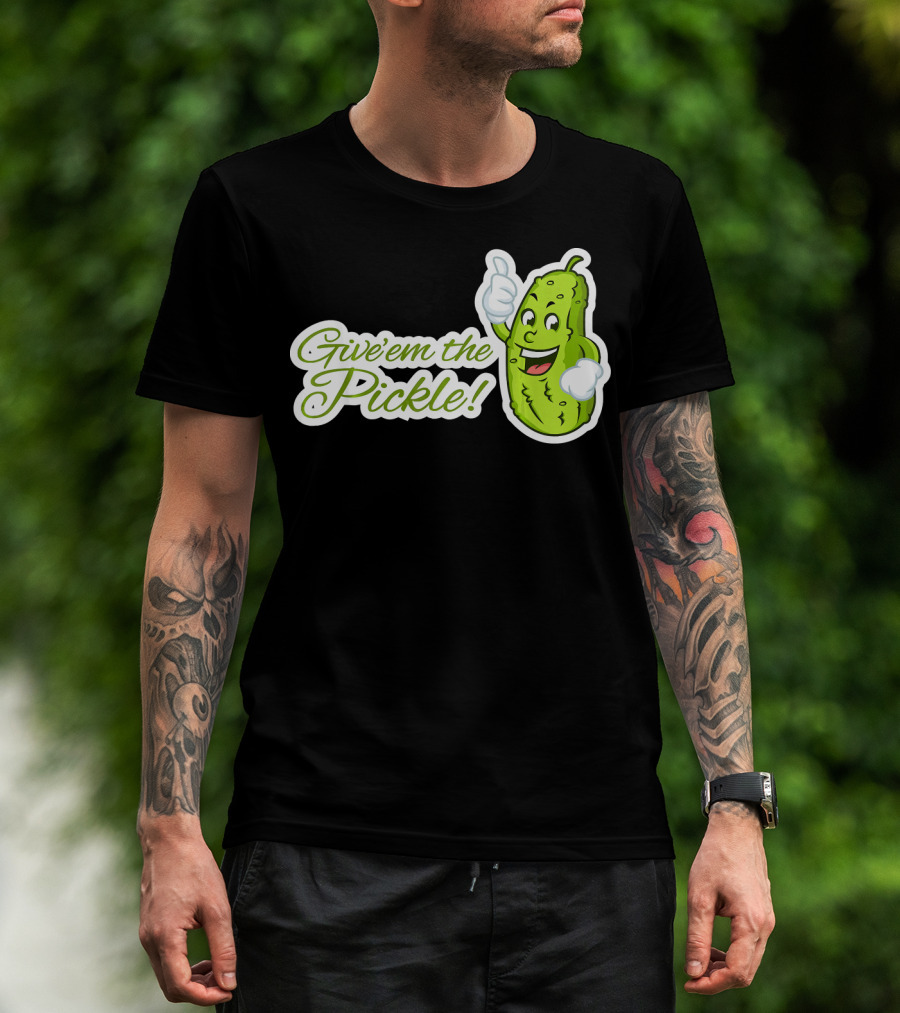 Give'em The Pickle Thumbs Up Cartoon Character T-Shirt