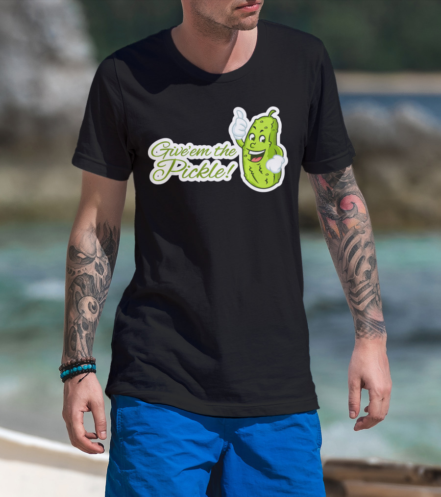 Give'em The Pickle Thumbs Up Cartoon Character T-Shirt