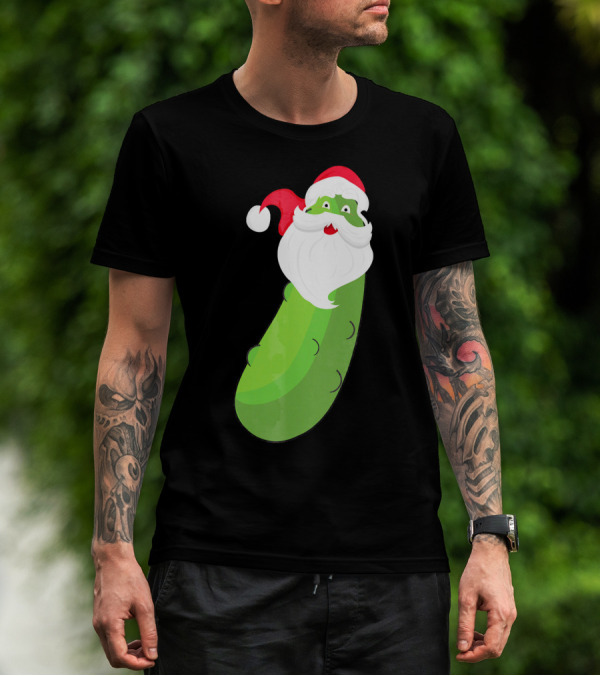 Lucky Pickle Funny Christmas Santa T-Shirt