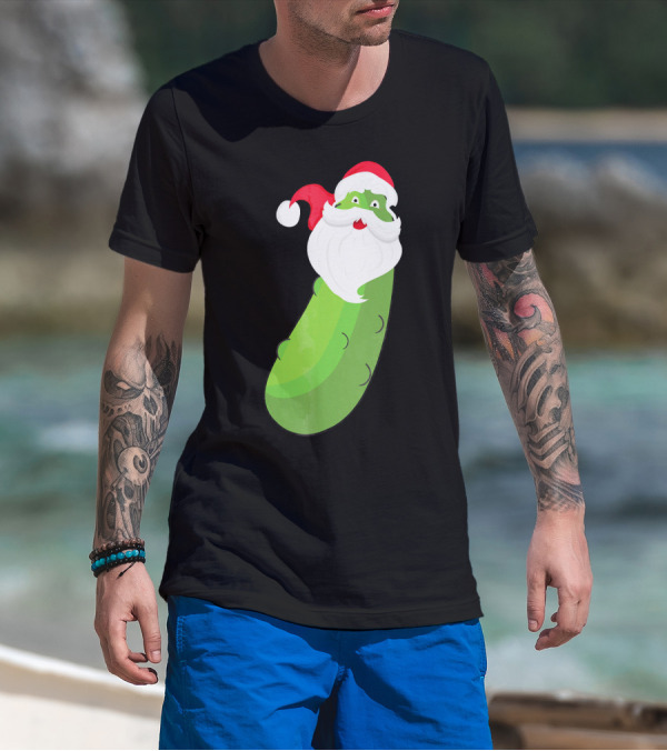 Lucky Pickle Funny Christmas Santa T-Shirt