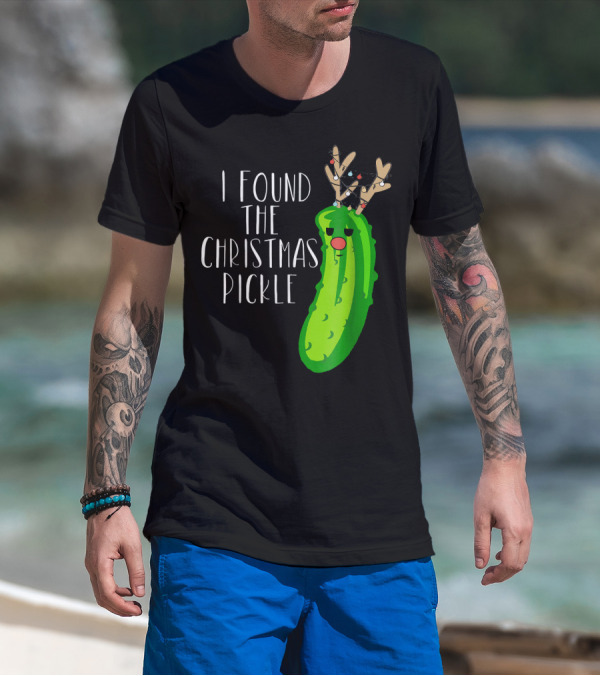 I Found The Christmas Pickle Reindeer Antlers Holiday Humor T-Shirt