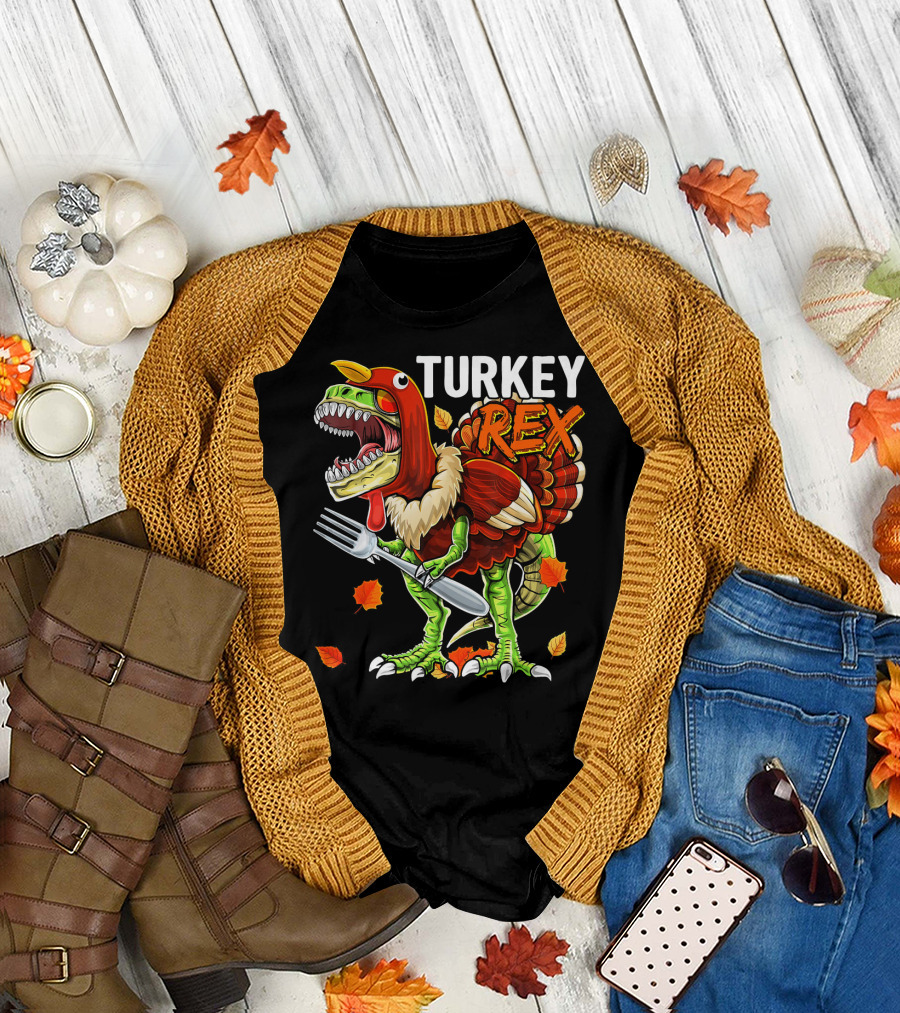 TURKEY REX Thanksgiving Dinosaur Costume T-Shirt