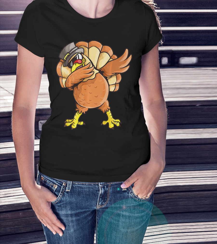 Dabbing Turkey Dab Dance Pilgrim Hat Thanksgiving T-Shirt