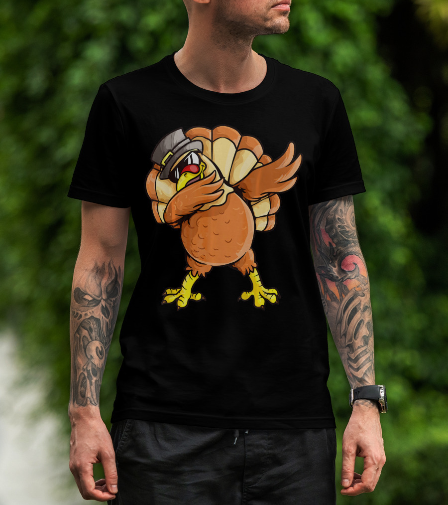Dabbing Turkey Dab Dance Pilgrim Hat Thanksgiving T-Shirt