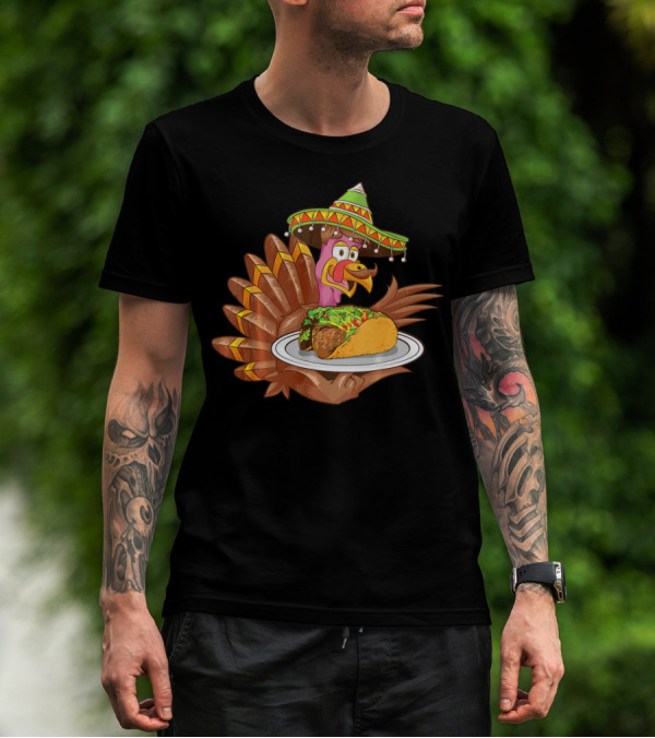Cool Turkey Wearing Sombrero Holding Tacos T-Shirt