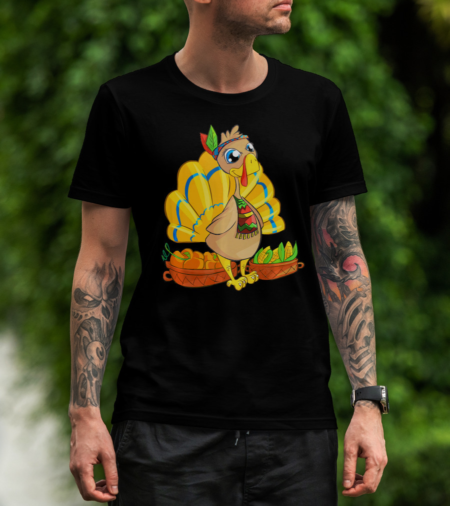 Thanksgiving Turkey Cartoon Harvest Cornucopia T-Shirt