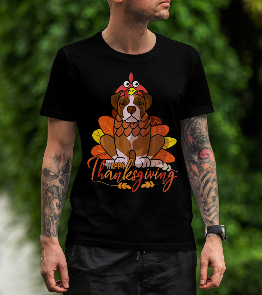 Happy Thanksgiving Boxer Dog Turkey Costume T-Shirt