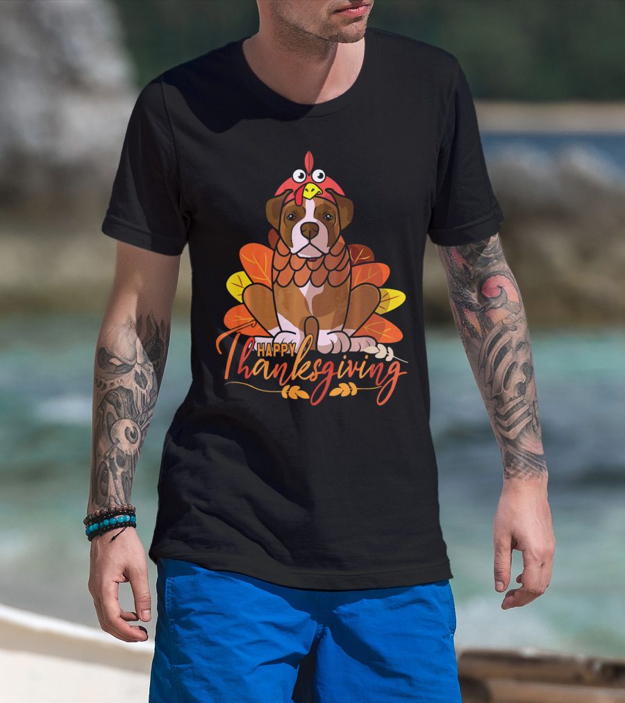 Happy Thanksgiving Boxer Dog Turkey Costume T-Shirt