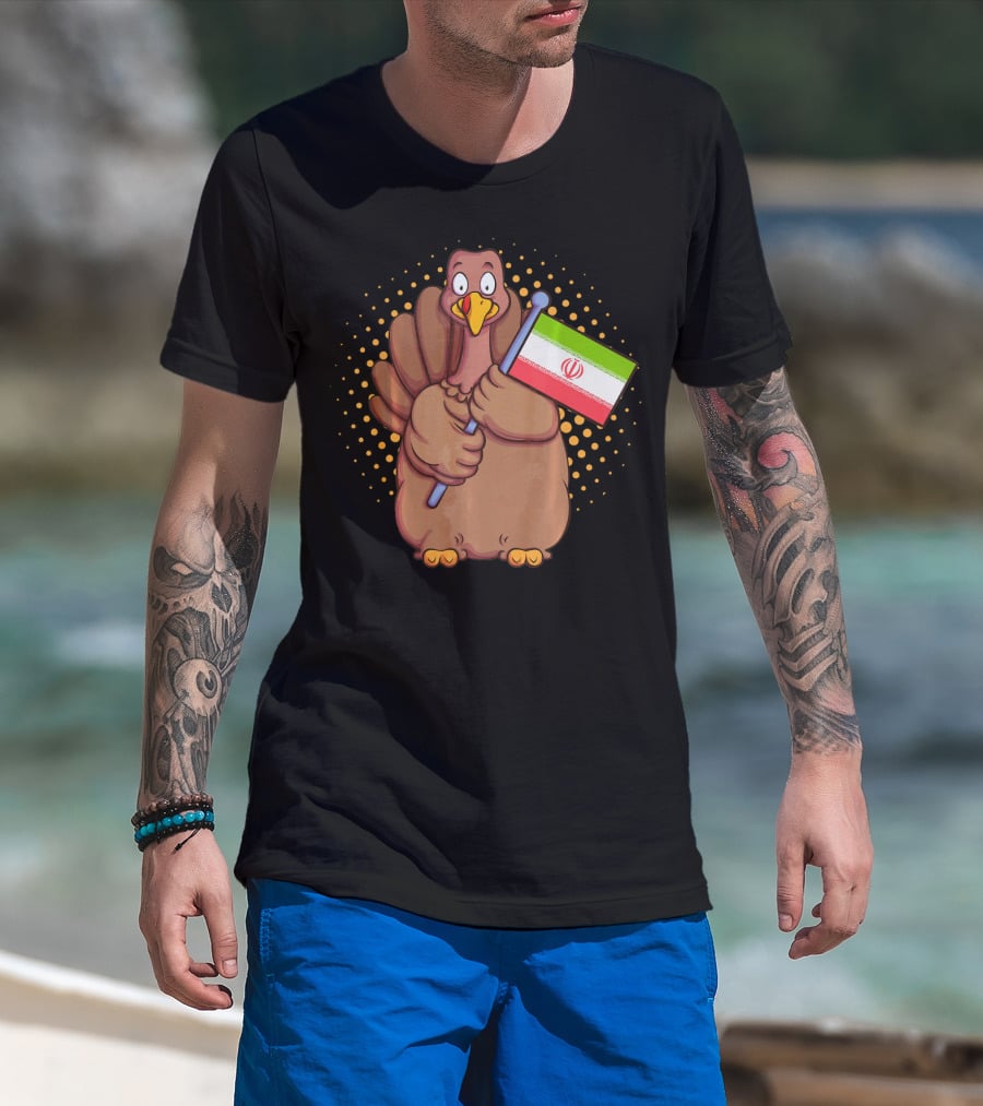 Iranian Turkey Holding Iran Flag For Thanksgiving T-Shirt