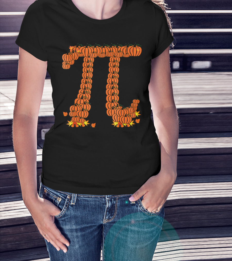 Pumpkin Pi Autumn Pattern With Leaves T-Shirt