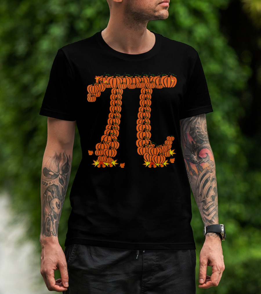 Pumpkin Pi Autumn Pattern With Leaves T-Shirt