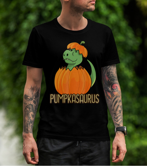 Pumpkasaurus Halloween Thanksgiving Dinosaur In Pumpkin T-Shirt