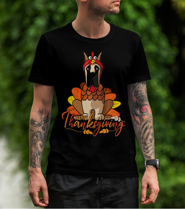 Happy Thanksgiving Funny Great Dane Turkey Costume T-Shirt
