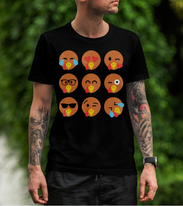 Turkey Emojis Crying Winking Heart Eyes Sunglasses Glasses Expressions T-Shirt