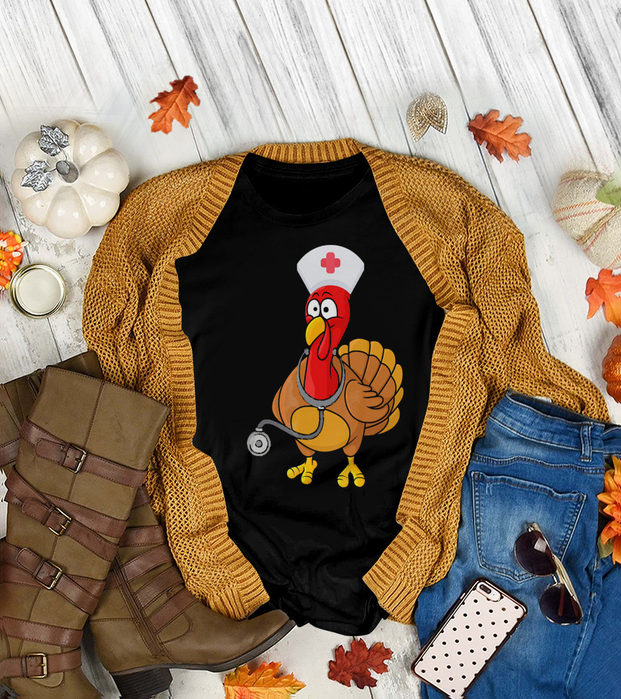 Funny Nurse Turkey for Nurses Thanksgiving T-Shirt