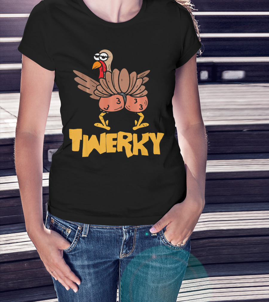 Twerky Thanksgiving Funny Turkey Dance Cartoon T-Shirt