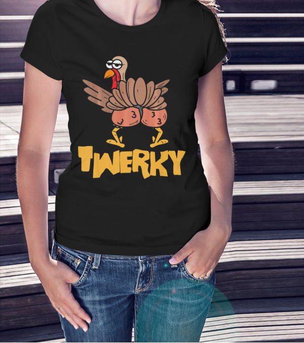 Twerky Thanksgiving Funny Turkey Dance Cartoon T-Shirt