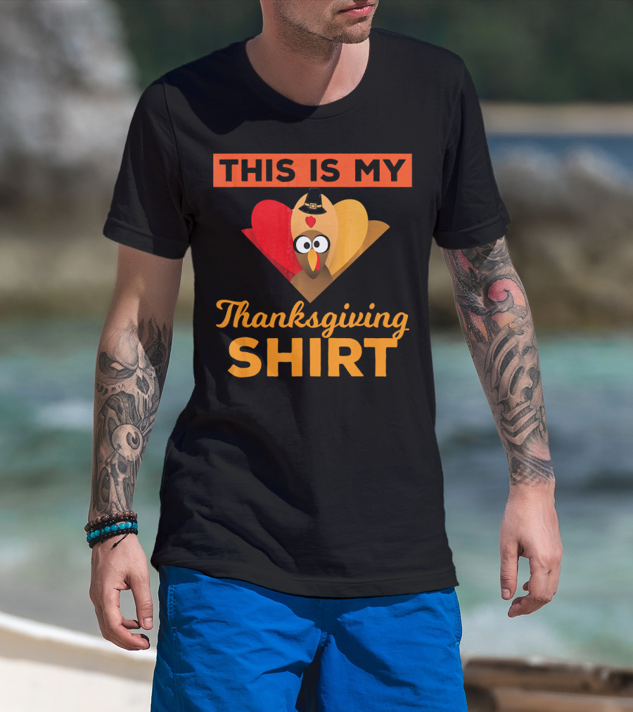 This Is My Thanksgiving Shirt Funny Runaway Turkey T-Shirt