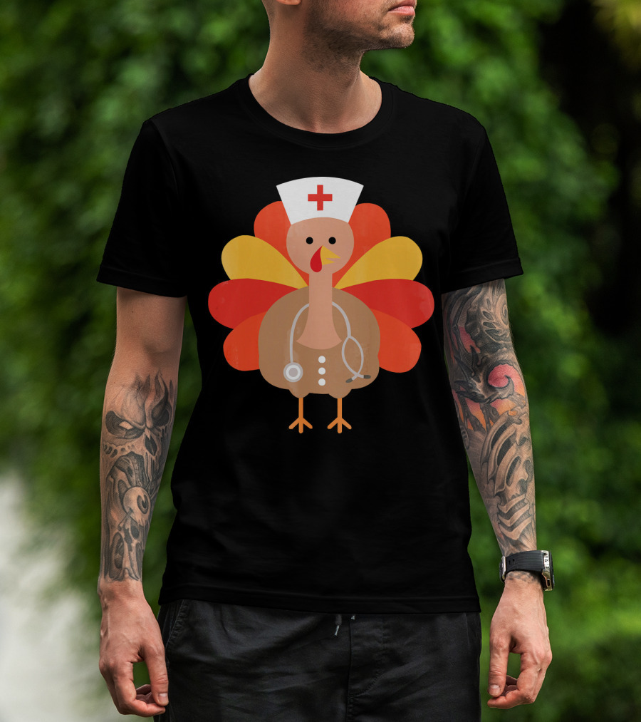 Thanksgiving Nurse Turkey With Stethoscope Cool T-Shirt