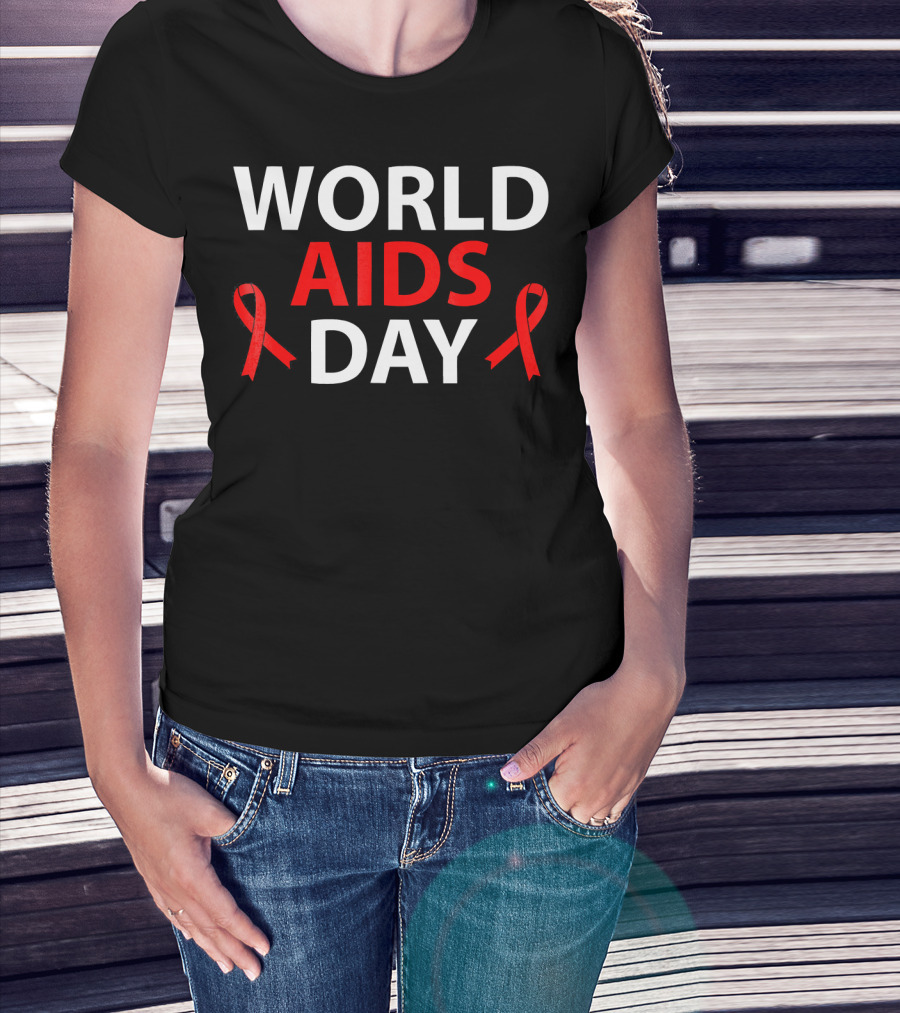 World Aids Day December 1 Red Ribbon Awareness T-Shirt