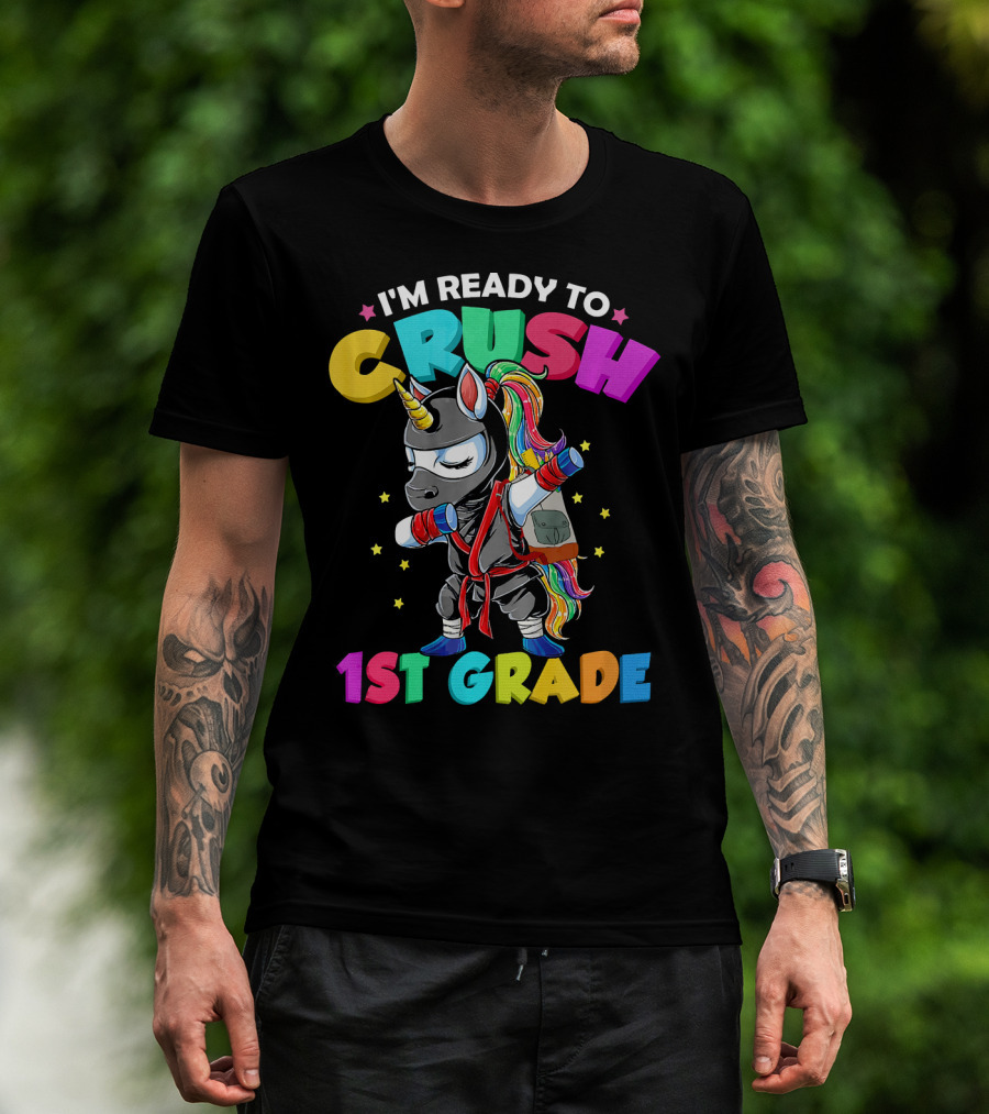 I'm Ready To Crush 1st Grade Dabbing Ninja Unicorn T-Shirt