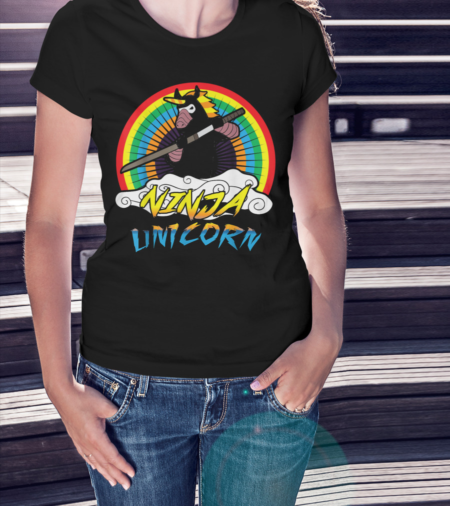Ninja Unicorn Rainbow Samurai T-Shirt