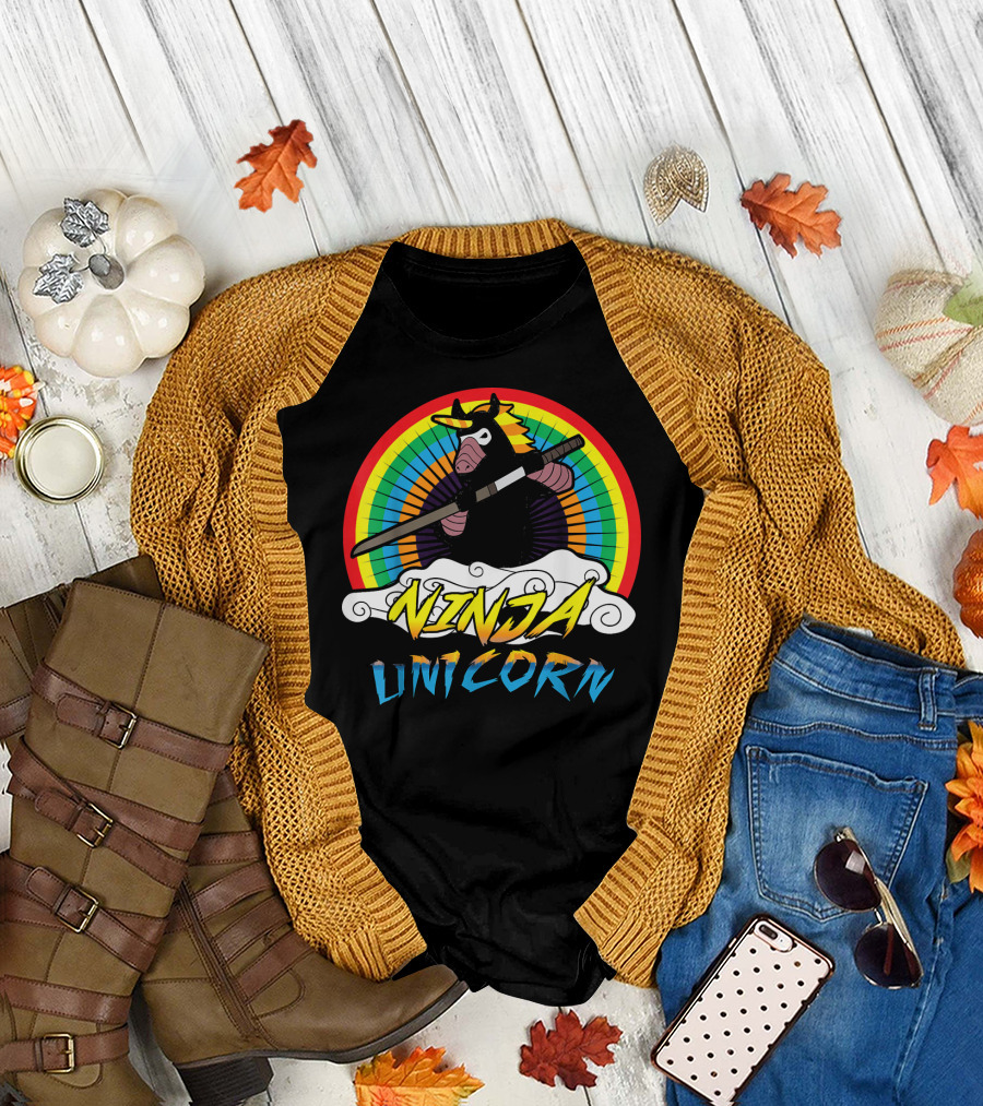 Ninja Unicorn Rainbow Samurai T-Shirt