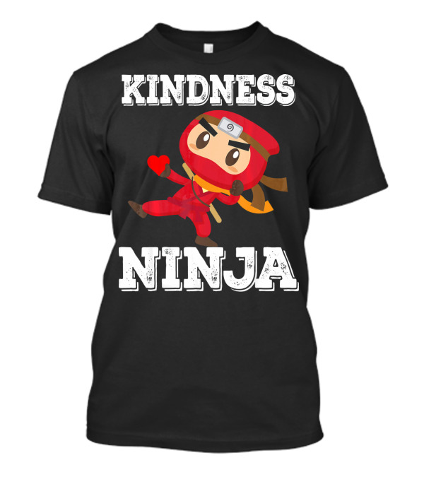 Kindness Ninja Cute Anti Bullying Funny Red Heart Cartoon Character T-Shirt