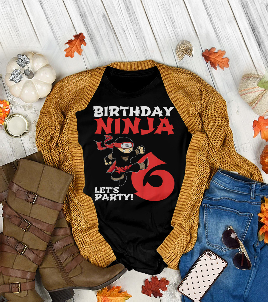 Birthday Ninja 6 Let's Party T-Shirt
