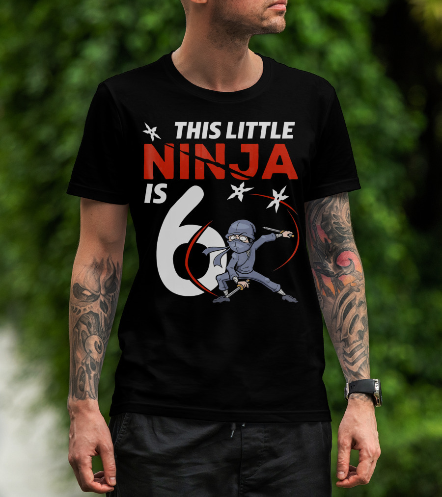 This Little Ninja Is 6 Years Old With Shuriken Warrior And Mask T-Shirt